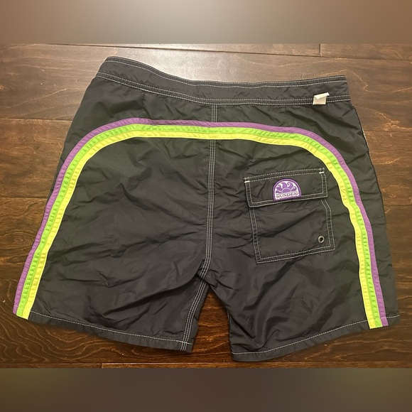 Vintage Men’s Sundek 6” Nylon Black/Purple/Green/Yellow Shorts- Size 32 - Picture 1 of 14